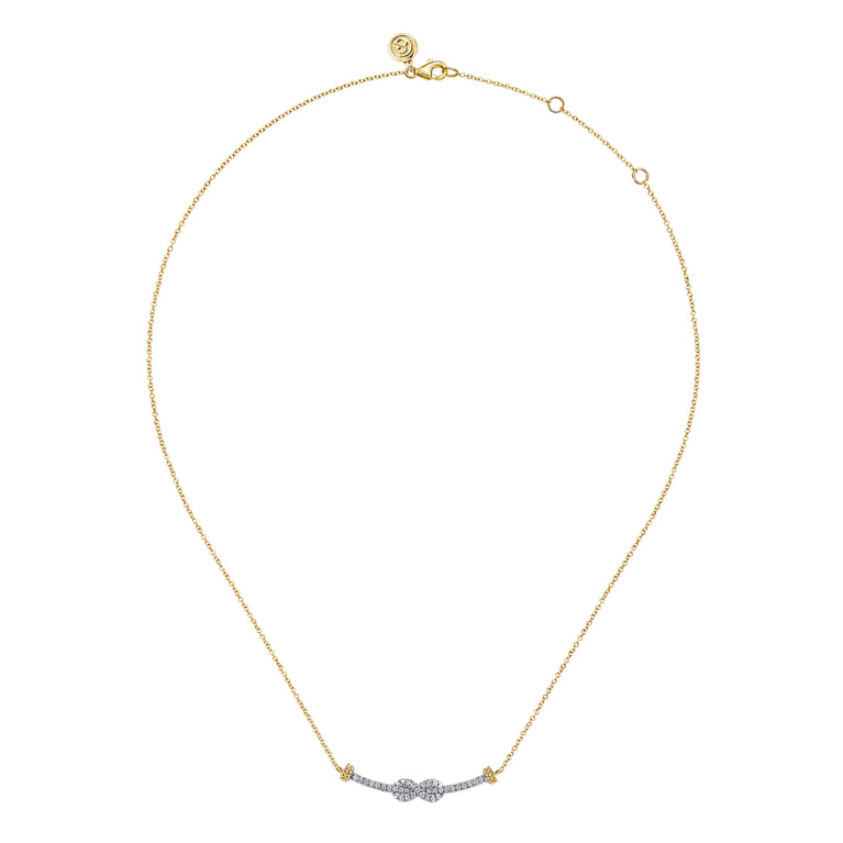Infinity - 14K White and Yellow Gold Bujukan Diamond Infinity Bar Necklace - 0.26 ct - Shot 2