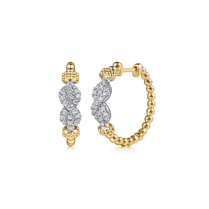 Infinity - 14K White and Yellow Gold Bujukan Diamond Infinity Intricate Hoop Earrings