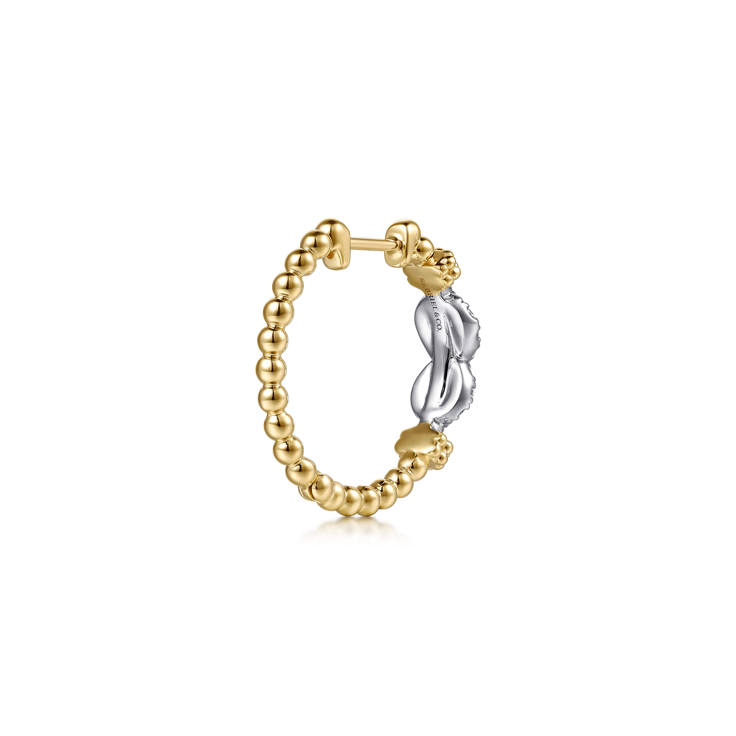 Infinity - 14K White and Yellow Gold Bujukan Diamond Infinity Intricate Hoop Earrings - 0.3 ct - Shot 2