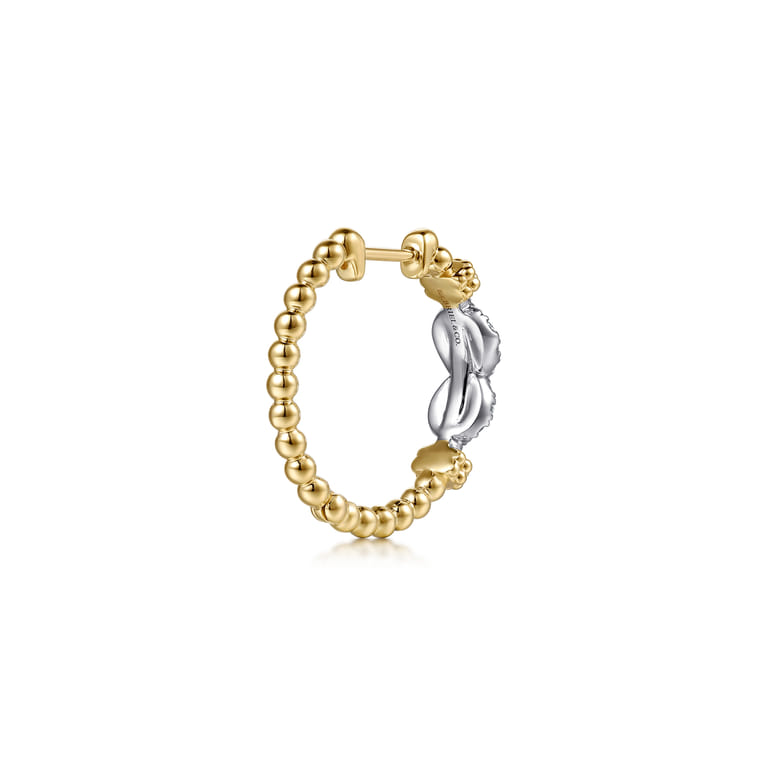 Infinity - 14K White and Yellow Gold Bujukan Diamond Infinity Intricate Hoop Earrings - 0.3 ct - Shot 2