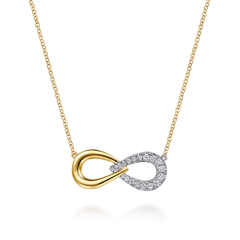 Infinity - 14K White and Yellow Gold Diamond Infinity Necklace - 0.24 ct - Shot 1