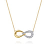 Infinity - 14K White and Yellow Gold Diamond Infinity Necklace - 0.24 ct