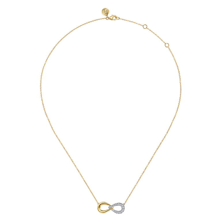Infinity - 14K White and Yellow Gold Diamond Infinity Necklace - 0.24 ct - Shot 2