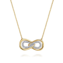 Infinity - 14K White and Yellow Gold Diamond Infinity Pendent Necklace