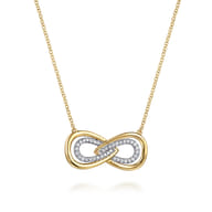 Infinity - 14K White and Yellow Gold Diamond Infinity Pendent Necklace