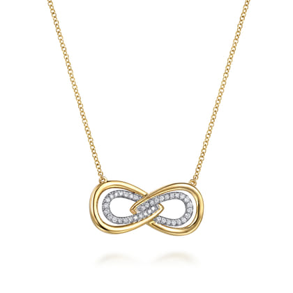 Infinity - 14K White and Yellow Gold Diamond Infinity Pendent Necklace