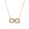 Infinity - 14K White and Yellow Gold Diamond Infinity Pendent Necklace - 0.16 ct