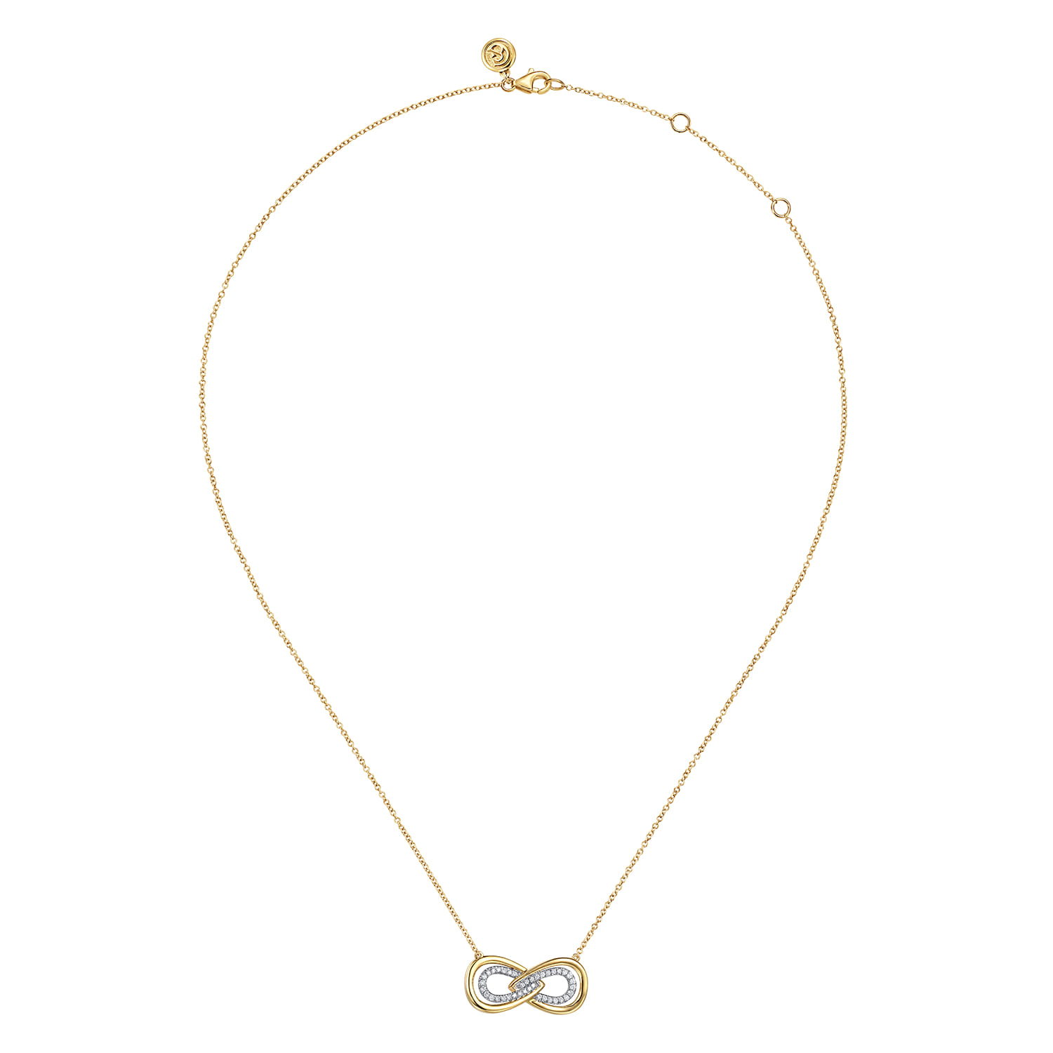 Infinity - 14K White and Yellow Gold Diamond Infinity Pendent Necklace