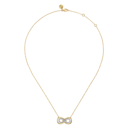 Infinity - 14K White and Yellow Gold Diamond Infinity Pendent Necklace