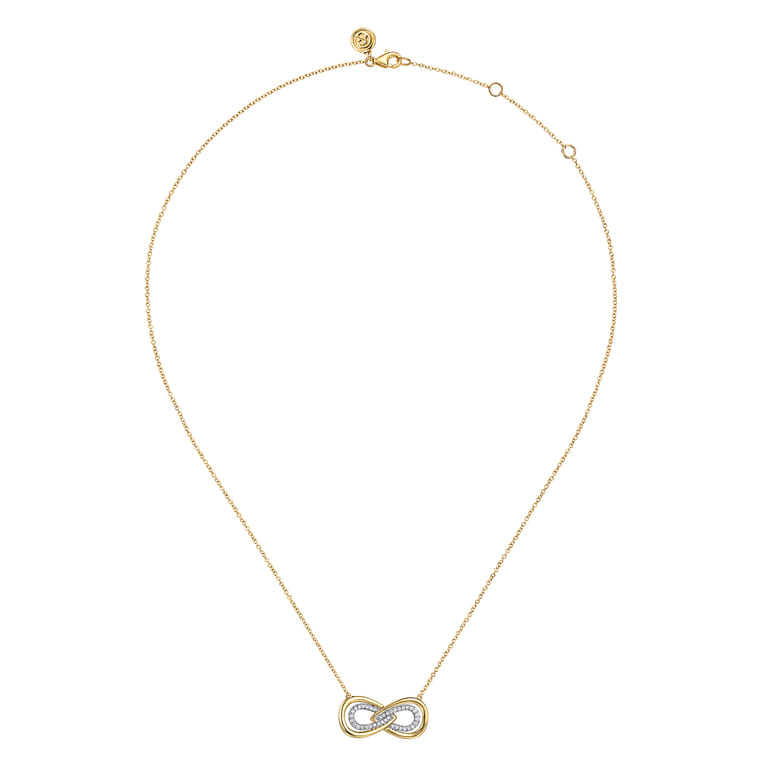 Infinity - 14K White and Yellow Gold Diamond Infinity Pendent Necklace - 0.16 ct - Shot 2