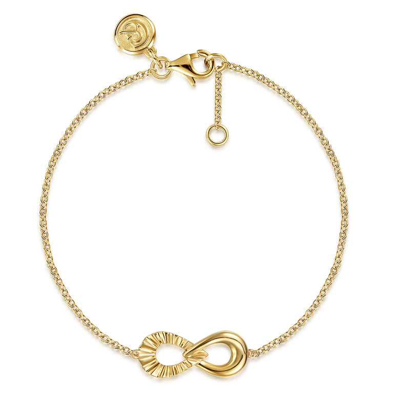 Infinity - 14K Yellow Gold Diamond Cut Infinity Chain Bracelet - Shot 1