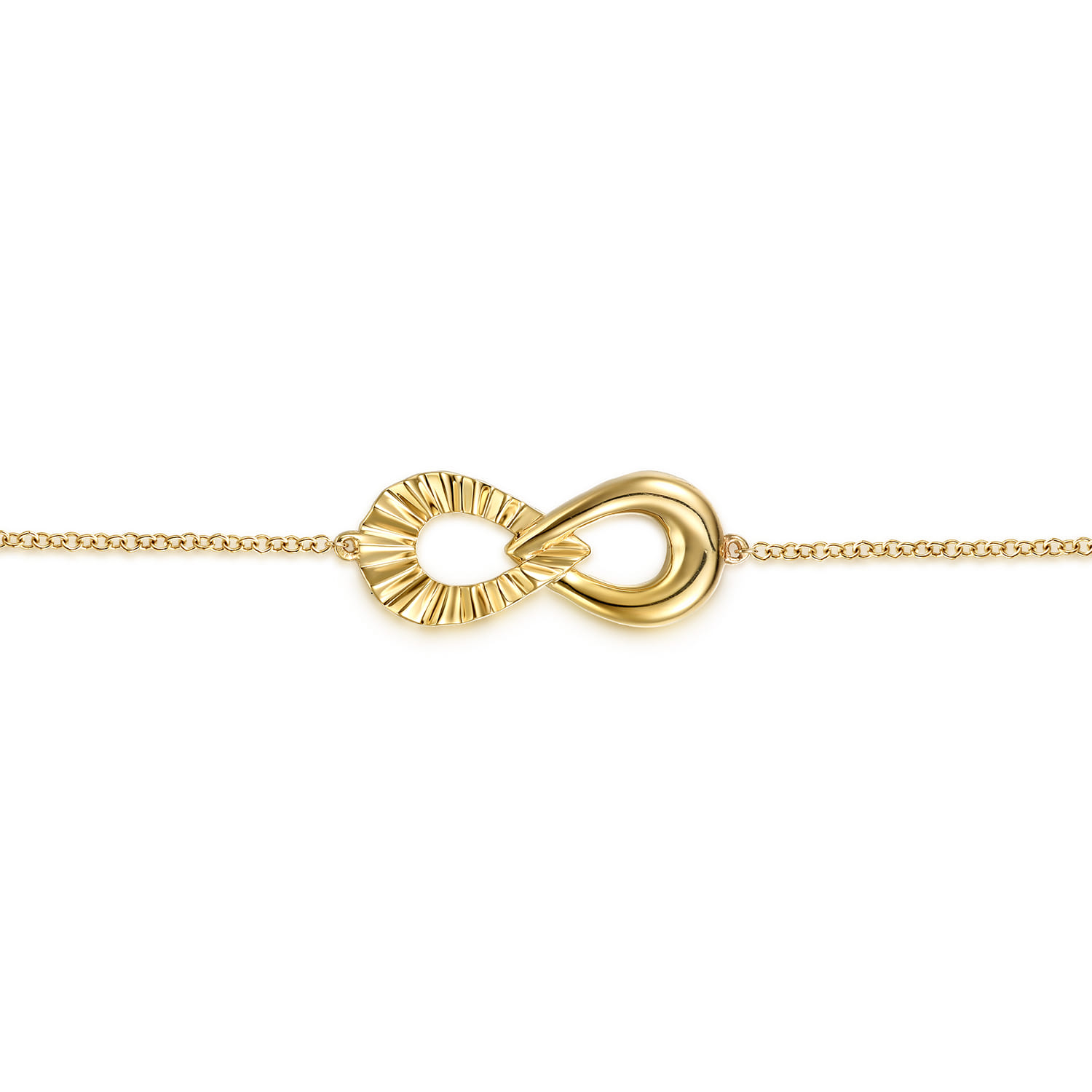 Infinity - 14K Yellow Gold Diamond Cut Infinity Chain Bracelet