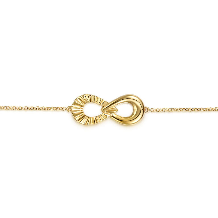 Infinity - 14K Yellow Gold Diamond Cut Infinity Chain Bracelet - Shot 2