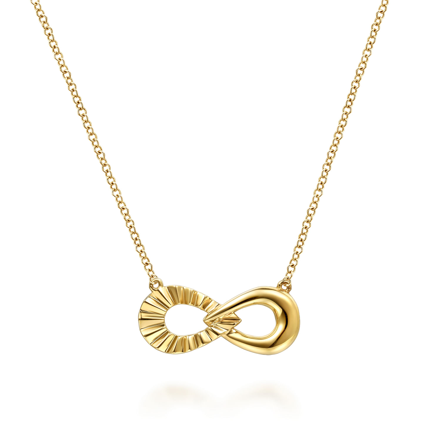 Infinity - 14K Yellow Gold Diamond Cut Infinity Necklace