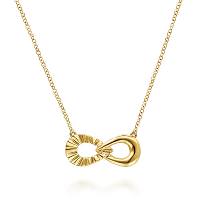 Infinity - 14K Yellow Gold Diamond Cut Infinity Necklace