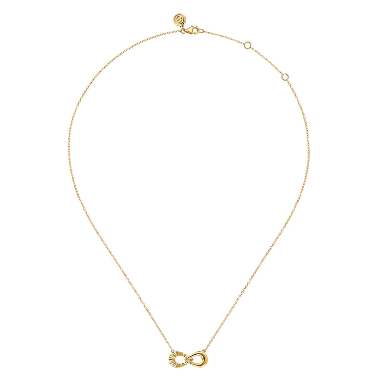 Infinity - 14K Yellow Gold Diamond Cut Infinity Necklace - Shot 2