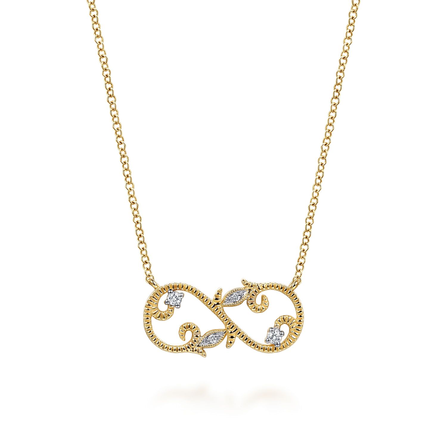 Infinity - 14K Yellow Gold Diamond Infinity Floral Necklace