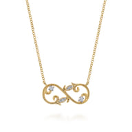 Infinity - 14K Yellow Gold Diamond Infinity Floral Necklace