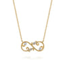 Infinity - 14K Yellow Gold Diamond Infinity Floral Necklace - 0.05 ct