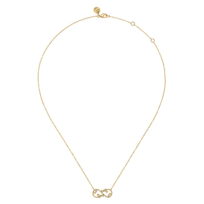 Infinity - 14K Yellow Gold Diamond Infinity Floral Necklace