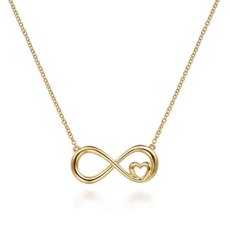 Infinity - 14K Yellow Gold Heart Infinity Necklace - Shot 1