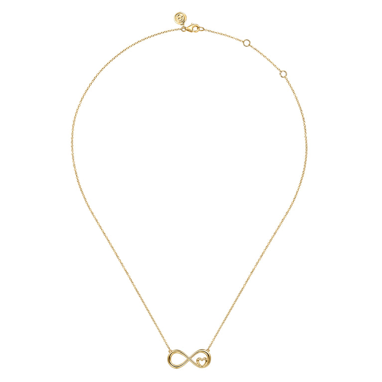 Infinity - 14K Yellow Gold Heart Infinity Necklace - Shot 2