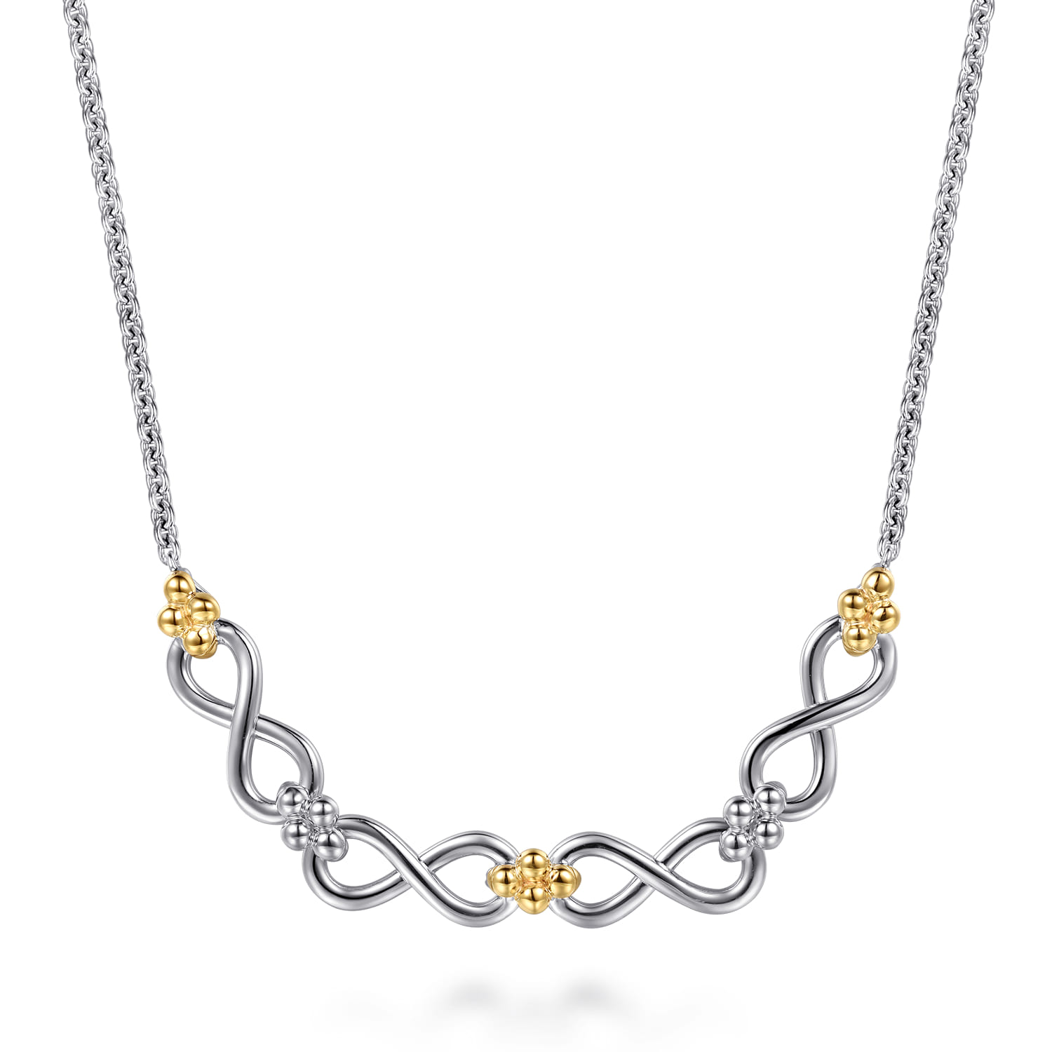 Infinity - 14K Yellow Gold and 925 Sterling Silver Bujukan Infinity Bar Necklace