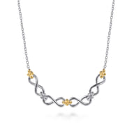 Infinity - 14K Yellow Gold and 925 Sterling Silver Bujukan Infinity Bar Necklace