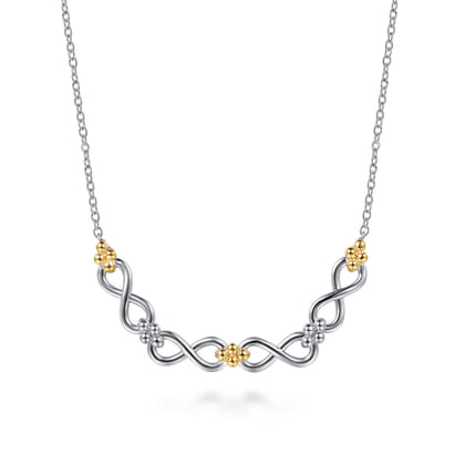 Infinity - 14K Yellow Gold and 925 Sterling Silver Bujukan Infinity Bar Necklace