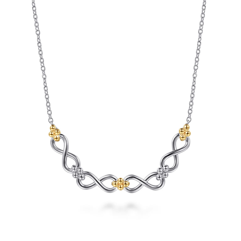 Infinity - 14K Yellow Gold and 925 Sterling Silver Bujukan Infinity Bar Necklace - Shot 1