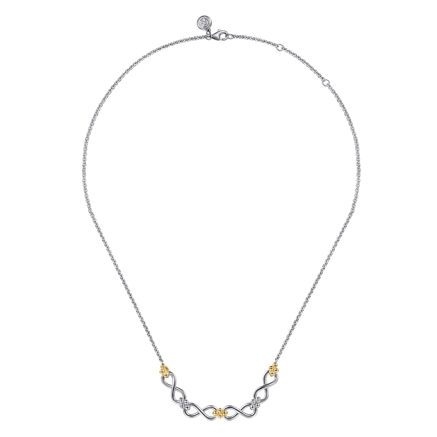 Infinity - 14K Yellow Gold and 925 Sterling Silver Bujukan Infinity Bar Necklace