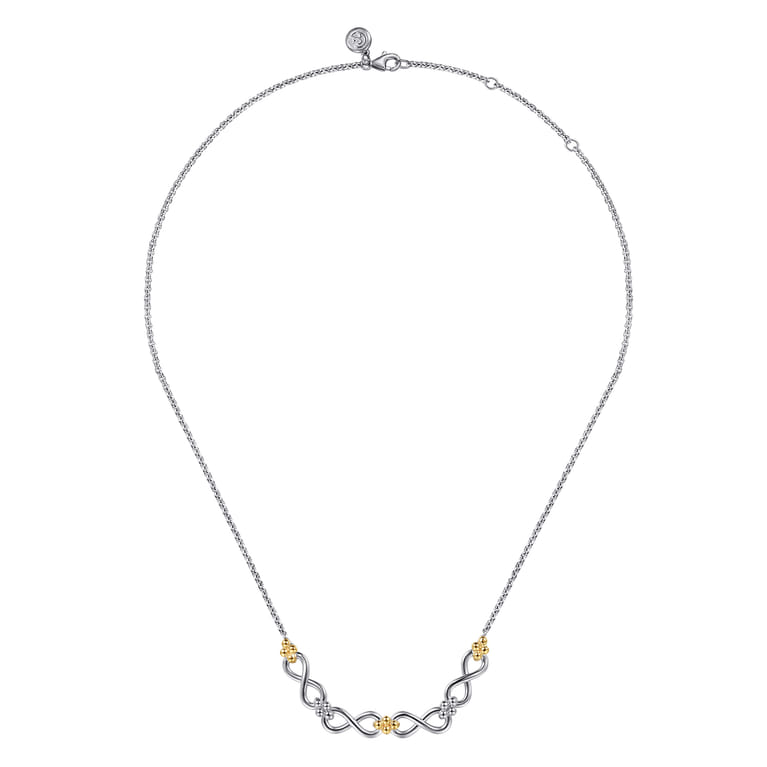 Infinity - 14K Yellow Gold and 925 Sterling Silver Bujukan Infinity Bar Necklace - Shot 2