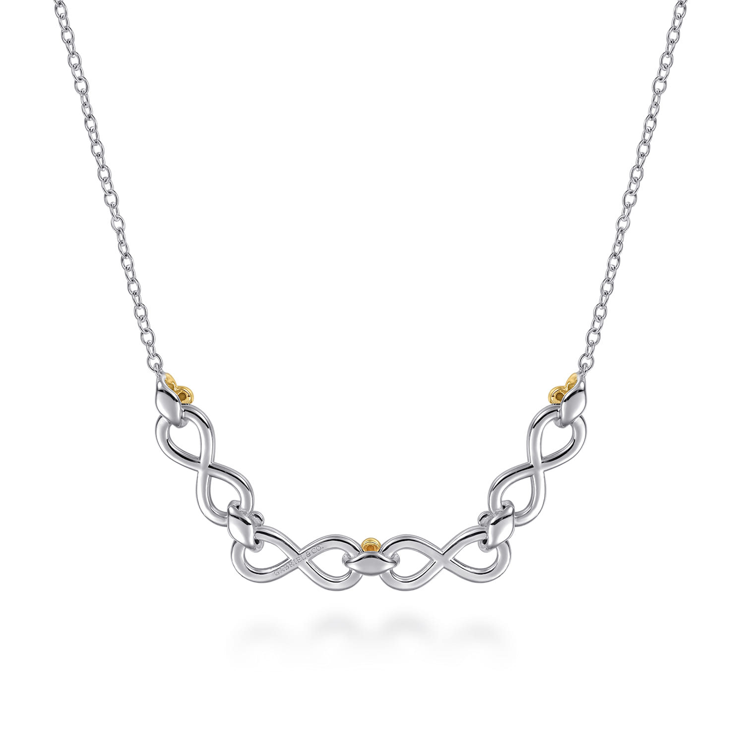 Infinity - 14K Yellow Gold and 925 Sterling Silver Bujukan Infinity Bar Necklace - Shot 4