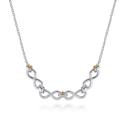 Infinity - 14K Yellow Gold and 925 Sterling Silver Bujukan Infinity Bar Necklace