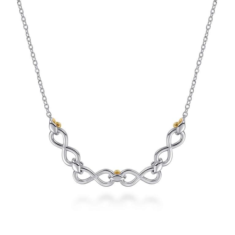 Infinity - 14K Yellow Gold and 925 Sterling Silver Bujukan Infinity Bar Necklace - Shot 4