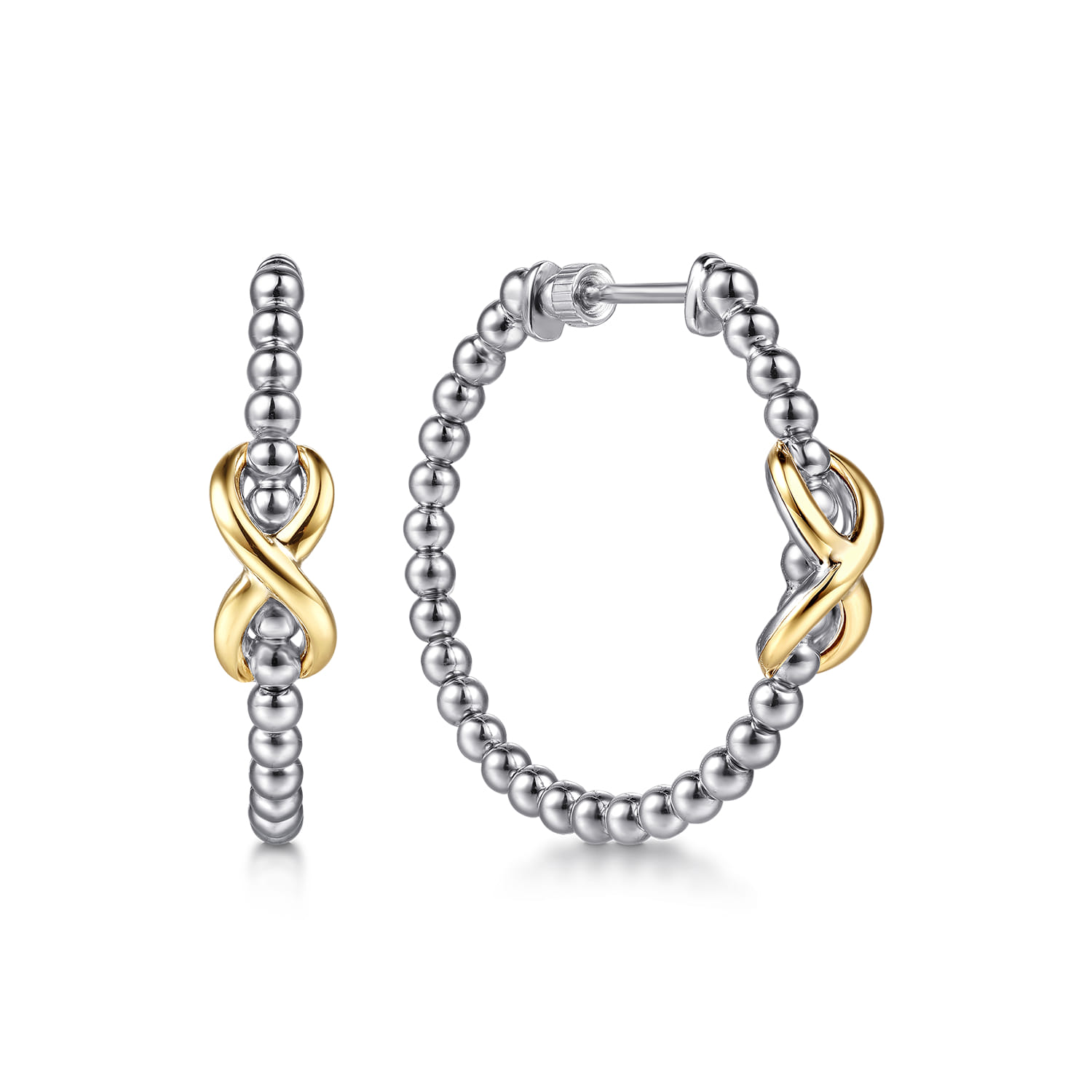 Infinity - 14K Yellow Gold and 925 Sterling Silver Bujukan Infinity Classic Hoop Earrings - Shot 1