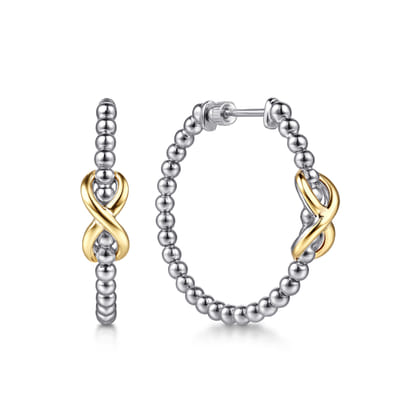 Infinity - 14K Yellow Gold and 925 Sterling Silver Bujukan Infinity Classic Hoop Earrings