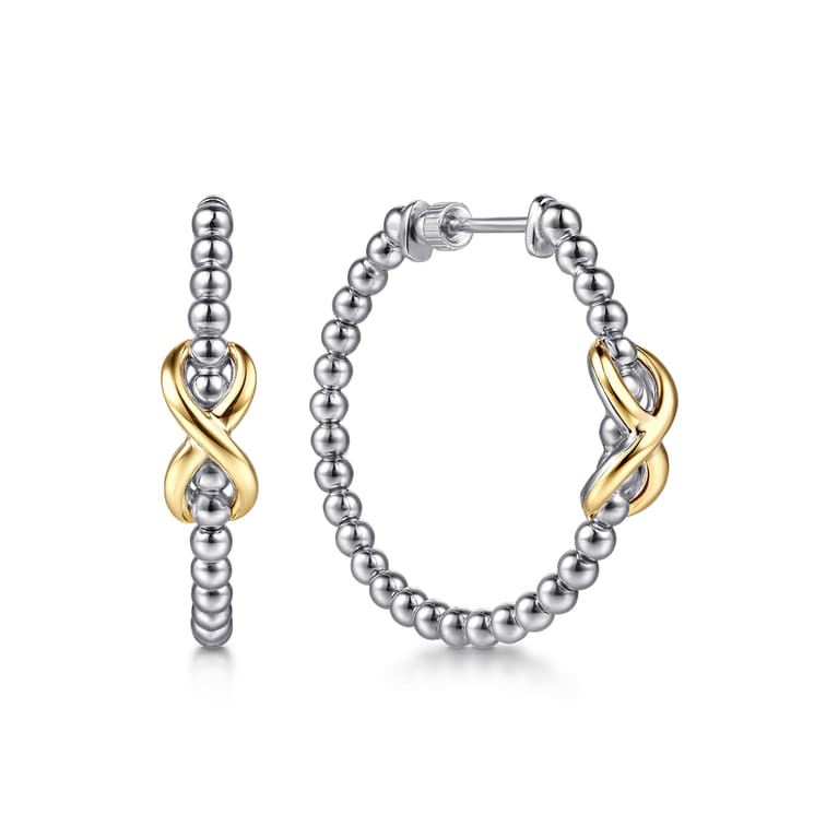 Infinity - 14K Yellow Gold and 925 Sterling Silver Bujukan Infinity Classic Hoop Earrings - Shot 1