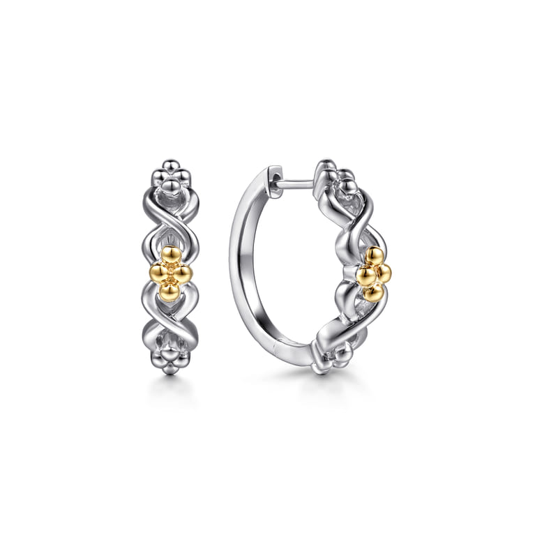Infinity - 14K Yellow Gold and 925 Sterling Silver Bujukan Infinity Intricate Hoop Earrings - Shot 1