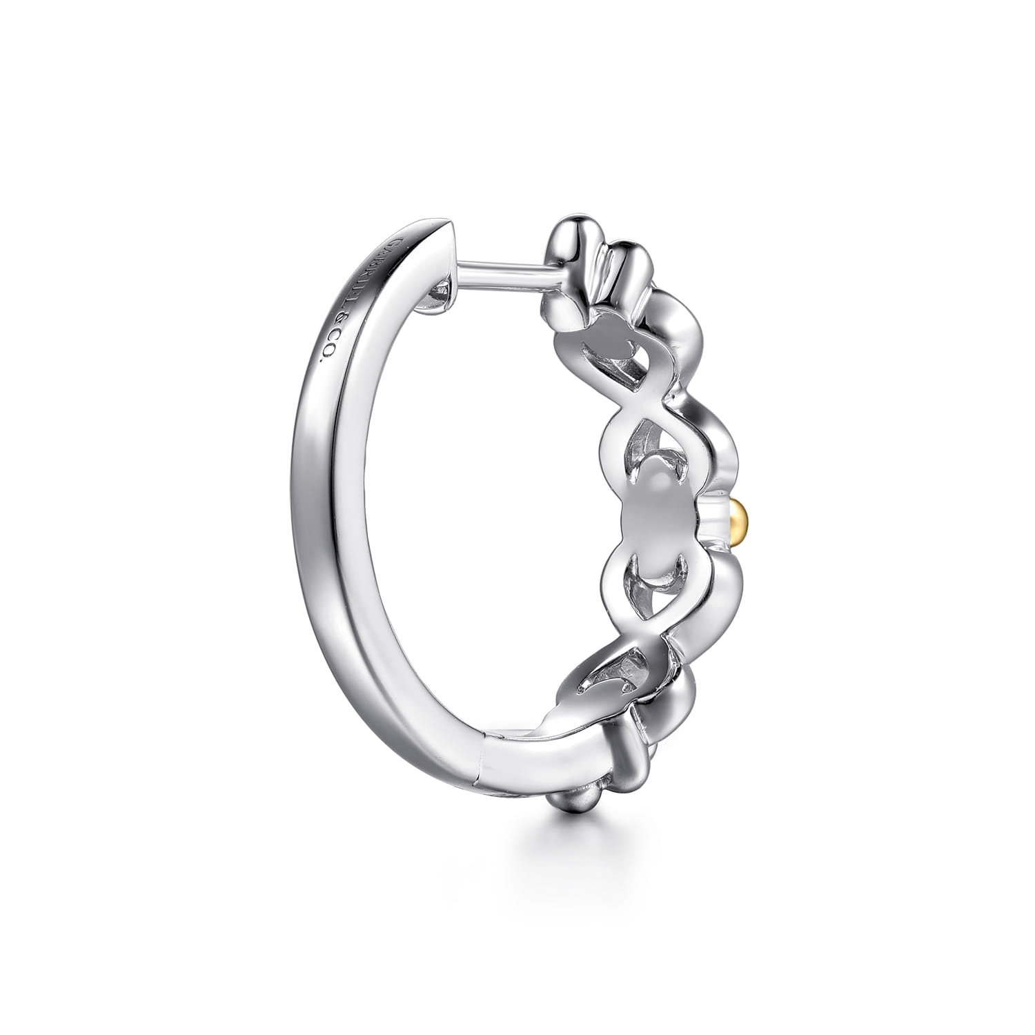 Infinity - 14K Yellow Gold and 925 Sterling Silver Bujukan Infinity Intricate Hoop Earrings - Shot 2