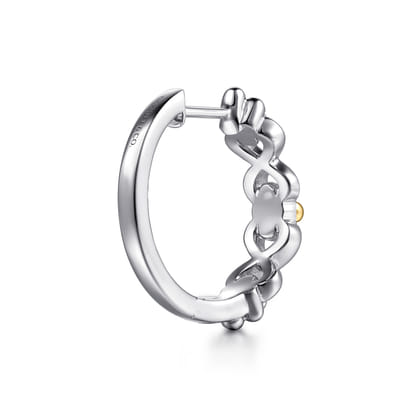 Infinity - 14K Yellow Gold and 925 Sterling Silver Bujukan Infinity Intricate Hoop Earrings
