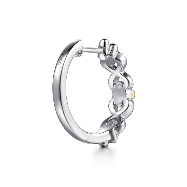 Infinity - 14K Yellow Gold and 925 Sterling Silver Bujukan Infinity Intricate Hoop Earrings - Shot 2