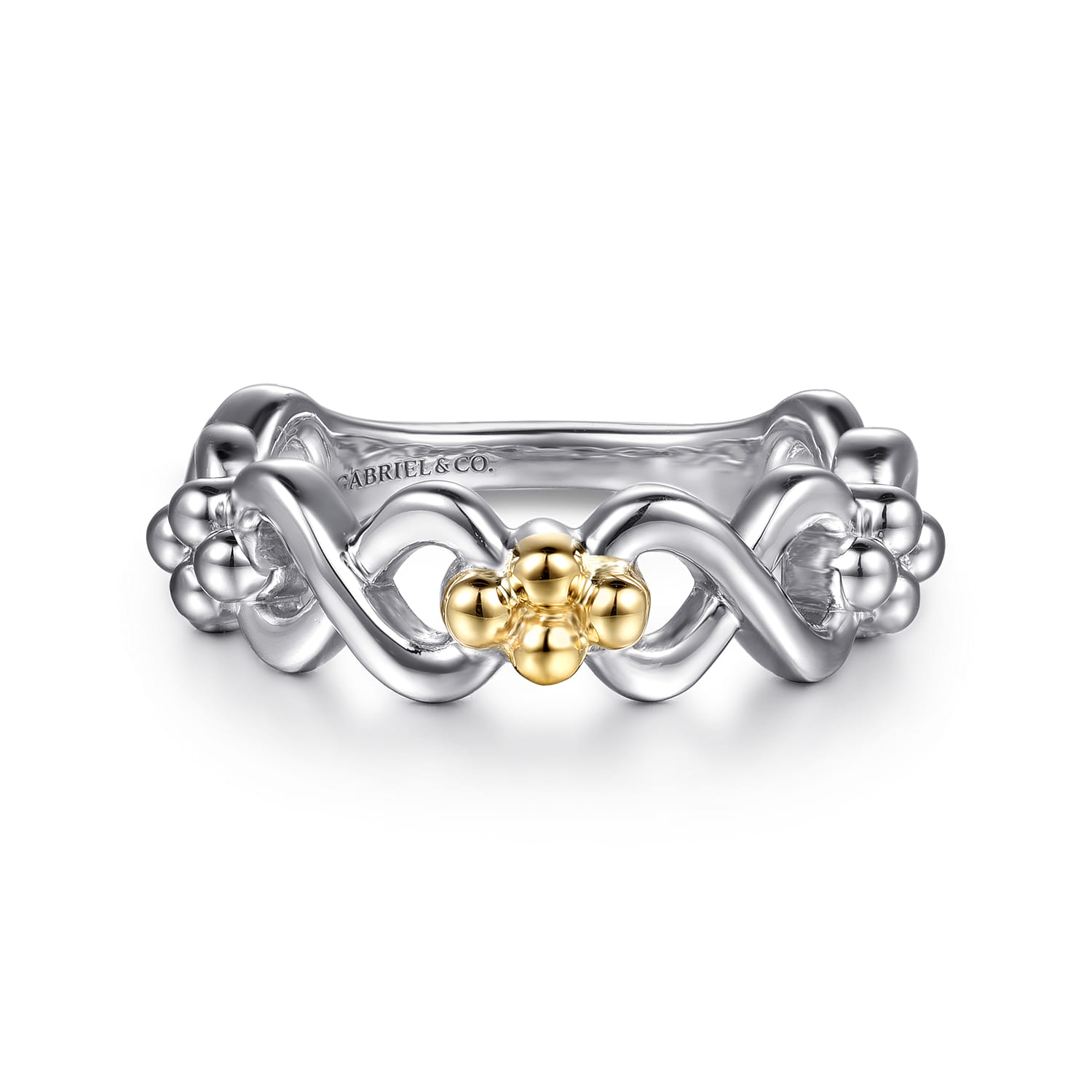Infinity - 14K Yellow Gold and 925 Sterling Silver Bujukan Infinity Ladie's Ring - Shot 1
