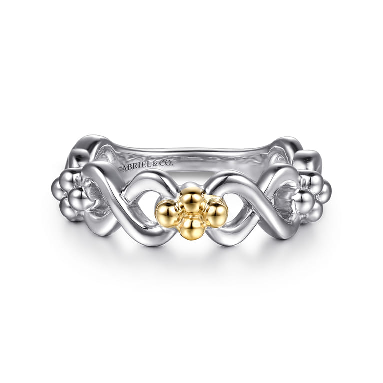 Infinity - 14K Yellow Gold and 925 Sterling Silver Bujukan Infinity Ladie's Ring - Shot 1