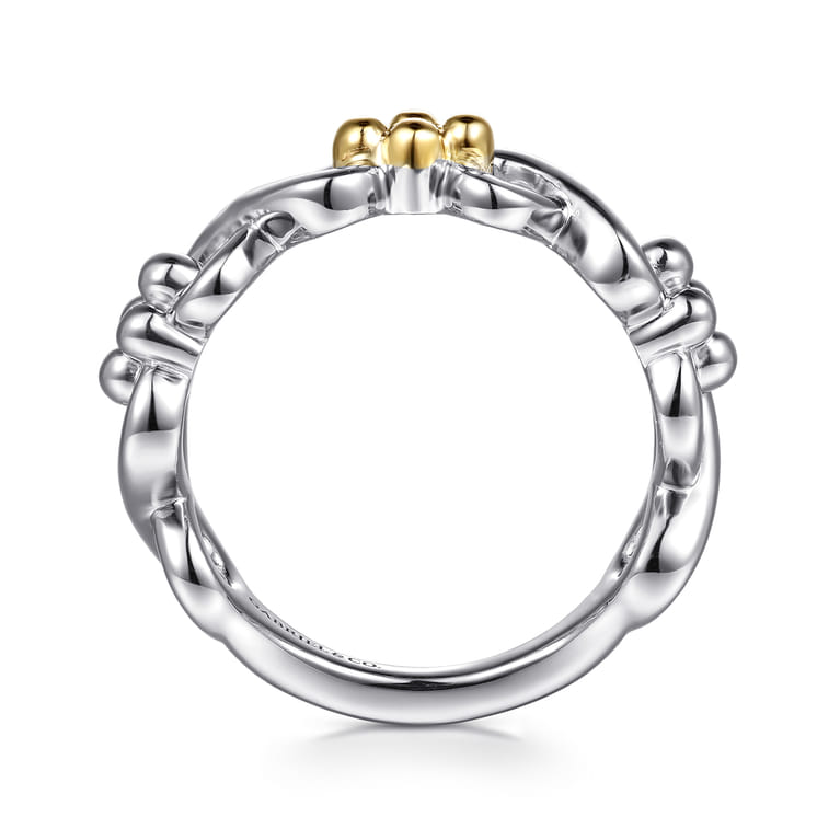 Infinity - 14K Yellow Gold and 925 Sterling Silver Bujukan Infinity Ladie's Ring - Shot 2