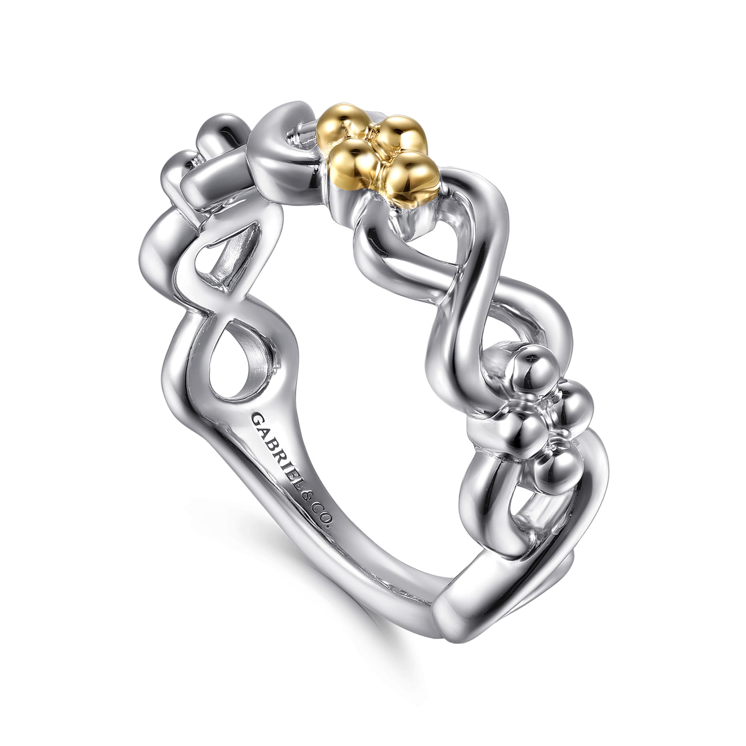 Infinity - 14K Yellow Gold and 925 Sterling Silver Bujukan Infinity Ladie's Ring - Shot 3