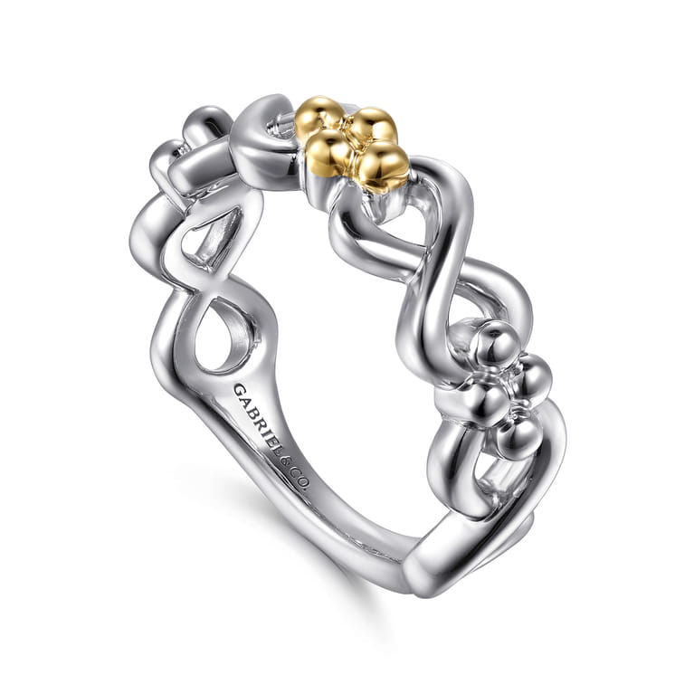 Infinity - 14K Yellow Gold and 925 Sterling Silver Bujukan Infinity Ladie's Ring - Shot 3