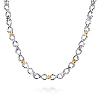 Infinity - 14K Yellow Gold and 925 Sterling Silver Bujukan Infinity Link Chain Necklace