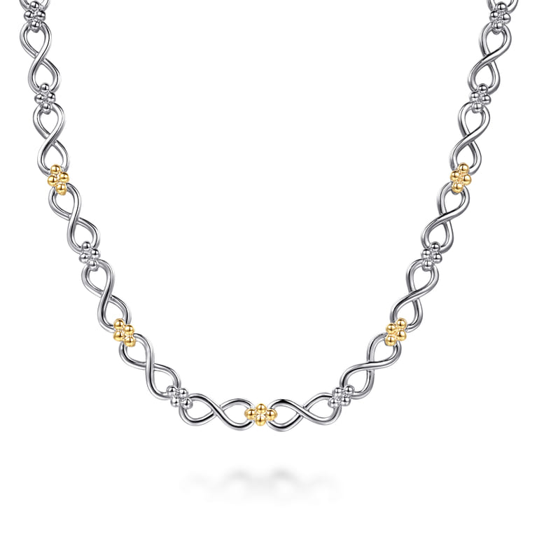 Infinity - 14K Yellow Gold and 925 Sterling Silver Bujukan Infinity Link Chain Necklace - Shot 1