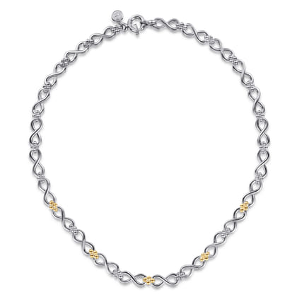 Infinity - 14K Yellow Gold and 925 Sterling Silver Bujukan Infinity Link Chain Necklace